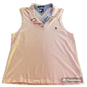 Vintage Tommy Hilfiger Shirt Womens XL Light Pink Polo Sleeveless Collared